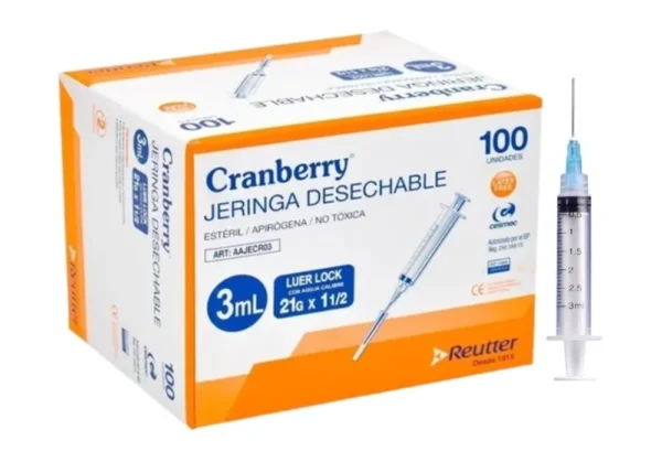 GERINGAS DESECHABLES CRANBERRY  1ML, 3ML, 5ML, 10ML, 20ML, 60ML  Luer Lock